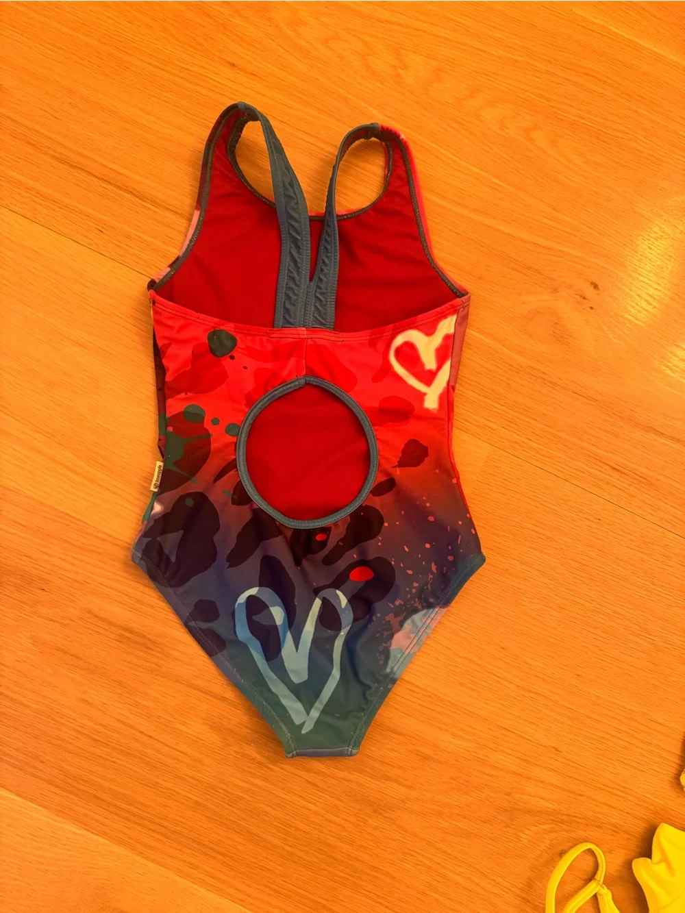 Limeapple Girks  One-Piece Swim Suit in Red with Smiley Graphic size 8